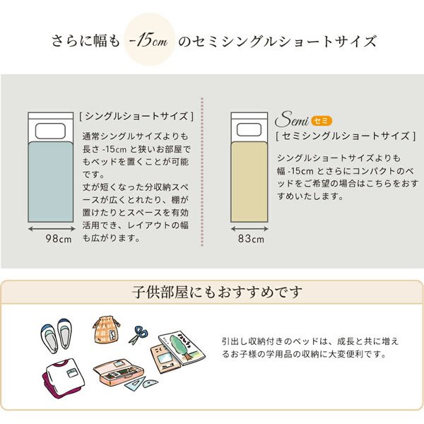画像6: 省スペースで設置可能！フラットパネル付きショート丈チェストベッド【Esther】