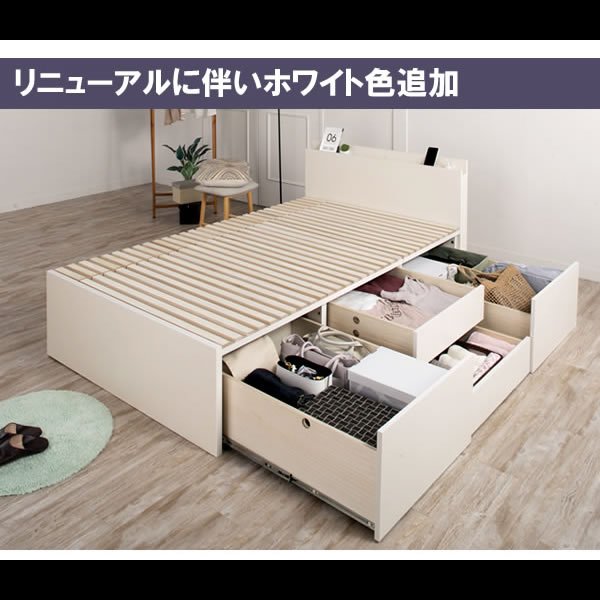 画像20: 奥行きが深い頑丈大型引き出しベッド【Deep2】日本製 スマート棚付き