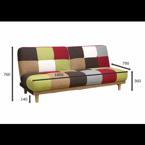 画像2: おしゃれでかわいいパッチワークデザインソファベッド【Potina】ポティナ