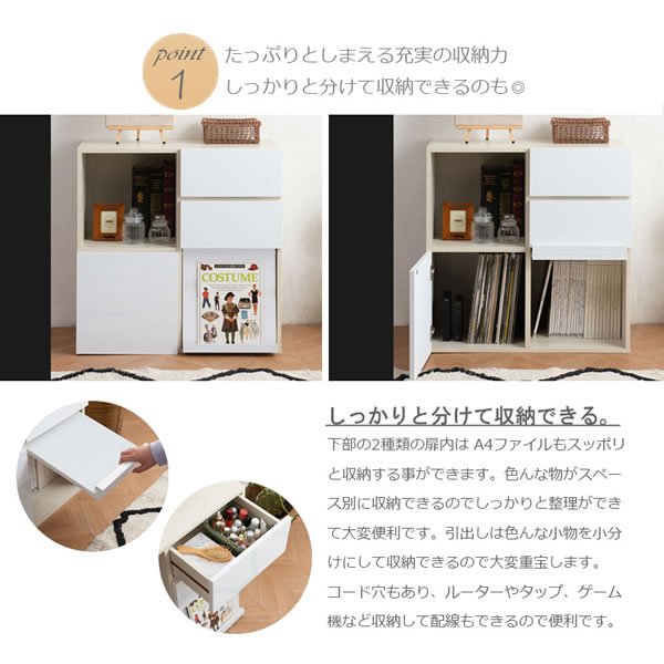 画像6: 艶のあるハイグロス仕上げ！北欧テイストスクエアキャビネットミックスタイプ