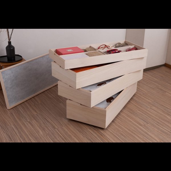 画像8: 日本製・完成品隠しキャスター付きスタッキング式桐衣装箱【桐心】