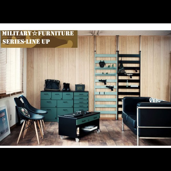 画像17: 日本製・完成品ミリタリーデザイン突っ張りラダーラック【Military8】