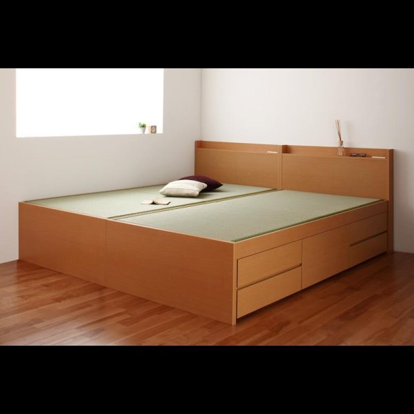 画像2: シンプル＆スリム棚付きチェスト型畳ベッド