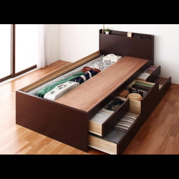 画像4: シンプル＆スリム棚付きチェスト型畳ベッド