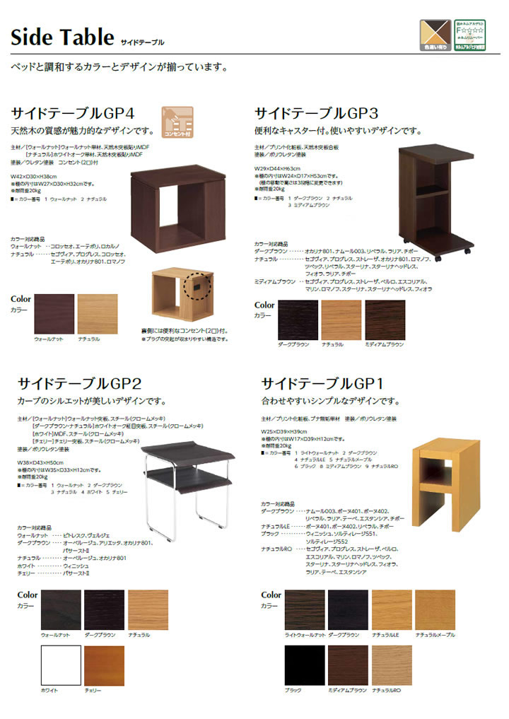 4つのサイドテーブル