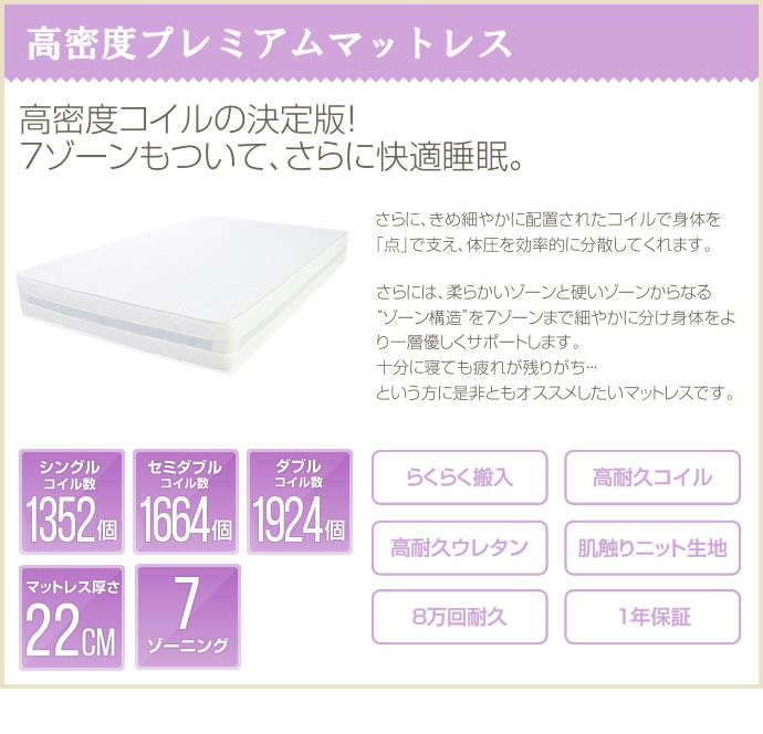 高密度ポケットコイルマットレス：LCMを通販で激安販売