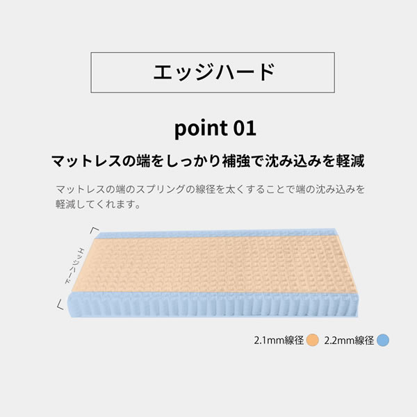 高反発プロファイルウレタン入り抗菌・防臭・防ダニ日本製ポケットコイルマットレスを通販で激安販売