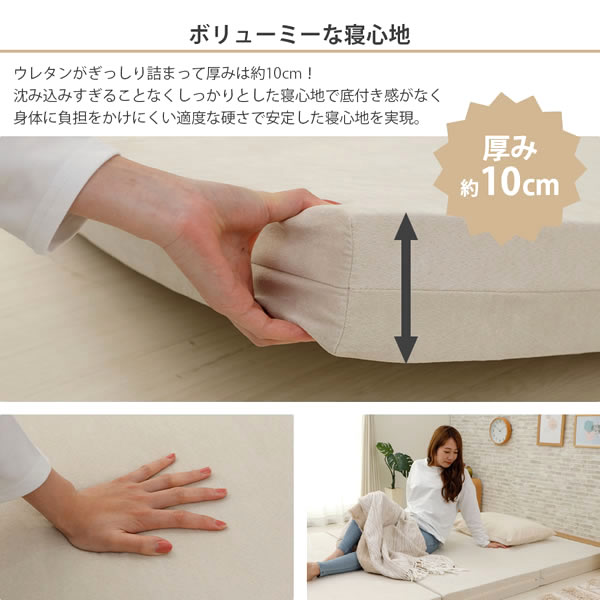 モールド成型・丈夫・固め・日本製三つ折りウレタンマットレスを通販で激安販売
