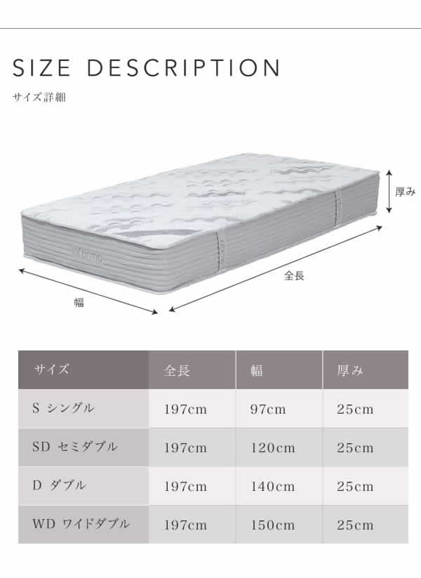 プロファイルウレタン入り極厚25cmポケットコイルマットレス【Comfort】を通販で激安販売