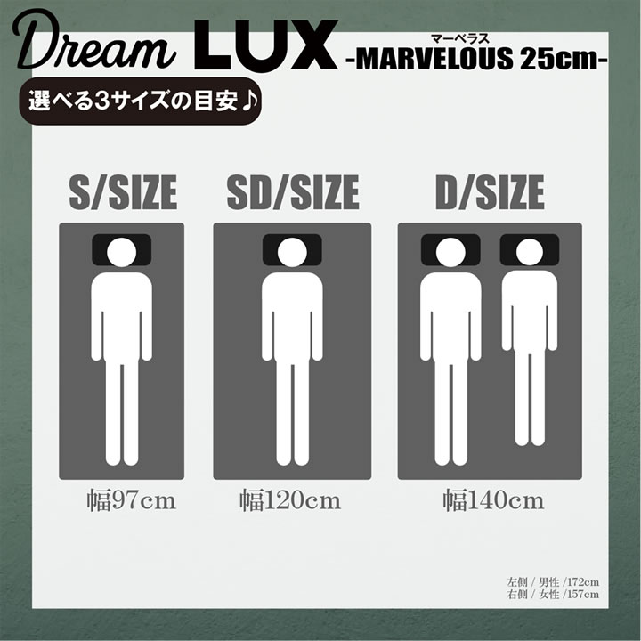 5ゾーンで寝心地抜群ノンコイルマットレスDreamLUX：marvelous 25cm厚  片面仕様 を通販で激安販売