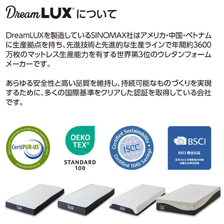ノンコイルウレタンマットレスDreamLUX：standard 18cm厚  片面仕様を通販で激安販売