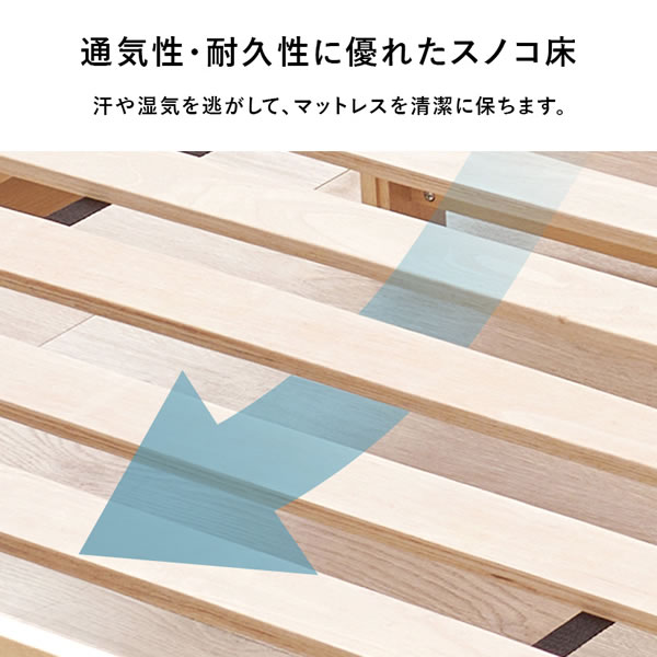 コスパが良いボルトレス簡単組み立てベッド【Conrad】 棚コンセント付きを通販で激安販売
