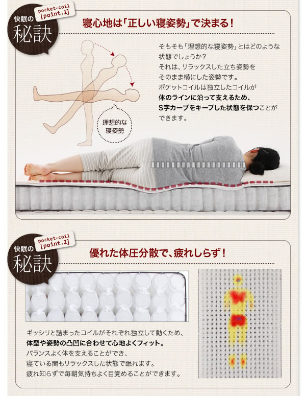 20色カバーリングポケットコイル/国産ポケットコイルマットレスベッド 激安通販