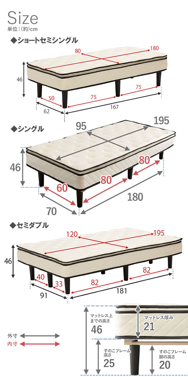 ピロートップ付きホテルスタイル脚付きマットレスベッド【Phyllis】を通販で激安販売