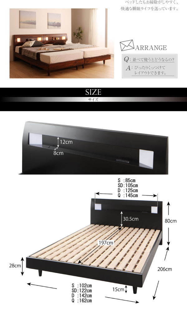 敷布団も使える北欧モダンハイクオリティすのこベッド【Letizia】レティーツァを通販で激安販売