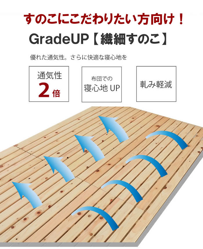 日本製無塗装ひのきすのこベッド：スマホスタンド付き・ヘッドレスも選べますを通販で激安販売