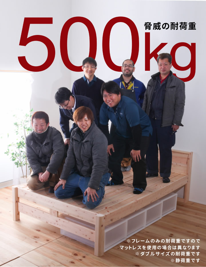 耐荷重500kg！高さも変えられる！国内産ヒノキ仕様頑丈すのこベッドを通販で激安販売