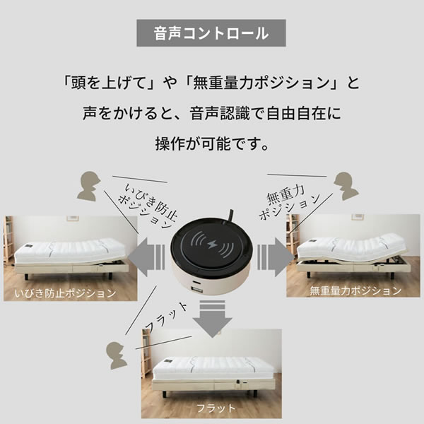 電動ベッド【スリーピー】音声コントロール機能付きリクライニングベットを通販で激安販売