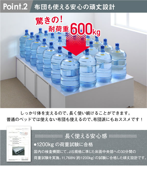 敷布団も使える市販衣装ケース対応チェストベッド【Clark】ハイタイプを通販で激安販売