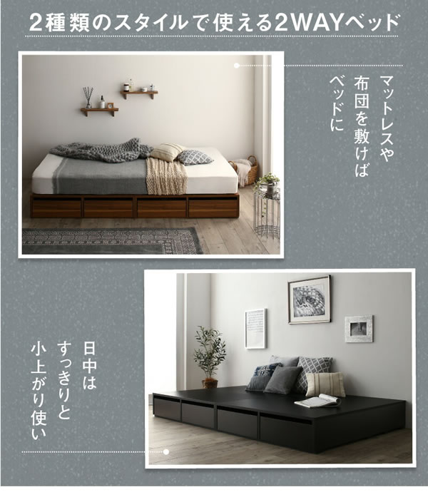 敷布団も使える市販衣装ケース対応収納ベッド【Clark】ロータイプを通販で激安販売