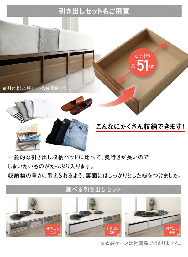 敷布団も使える市販衣装ケース対応収納ベッド【Clark】ロータイプを通販で激安販売