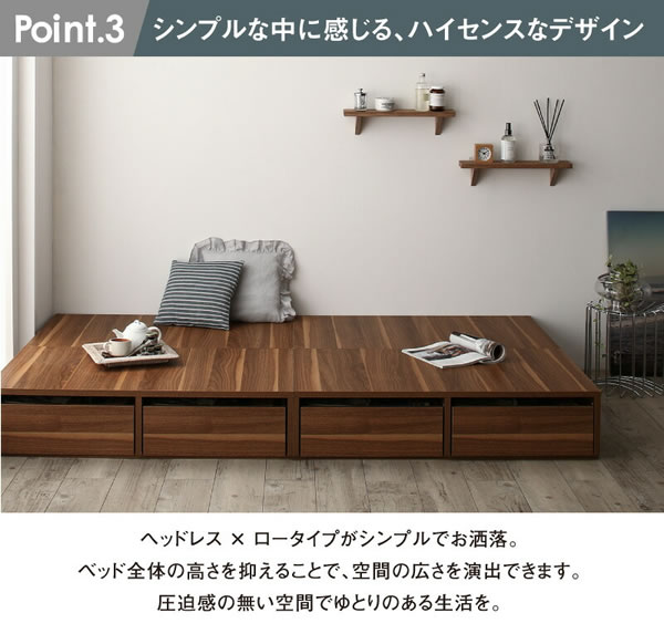 敷布団も使える市販衣装ケース対応収納ベッド【Clark】ロータイプを通販で激安販売