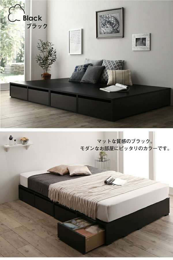 敷布団も使える市販衣装ケース対応収納ベッド【Clark】ロータイプを通販で激安販売