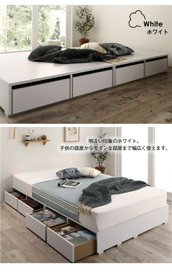 敷布団も使える市販衣装ケース対応収納ベッド【Clark】ロータイプを通販で激安販売