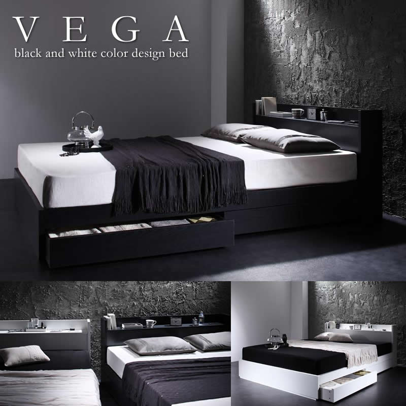 モダンベッド 棚・コンセント付き収納ベッド【VEGA】ヴェガを通販で安く買うなら【ベッド通販.com】にお任せ