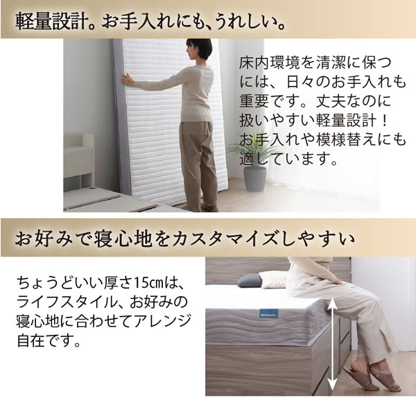敷布団も使える市販衣装ケース対応収納ベッド【Clark】ロータイプを通販で激安販売
