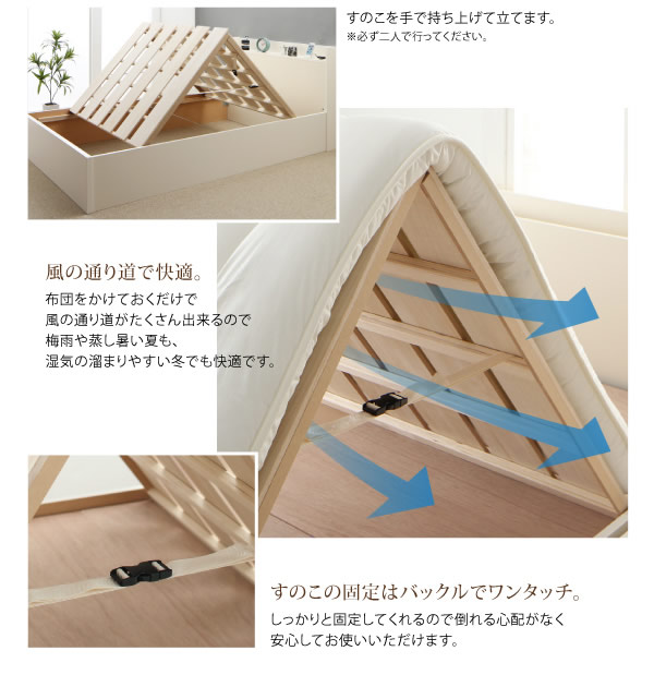 日本製・連結対応すのこも選べる収納ベッド【Conforto】コンフォルトを通販で激安販売