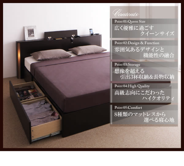 【Grandsol】グランソル クイーンサイズ限定BOXタイプ収納ベッドの激安通販