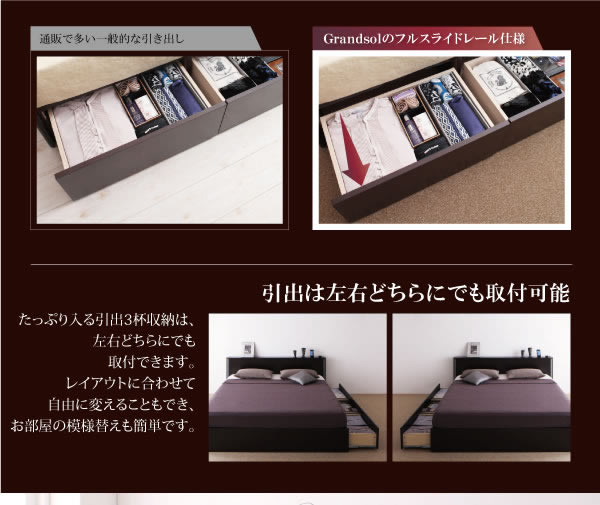 【Grandsol】グランソル クイーンサイズ限定BOXタイプ収納ベッドの激安通販