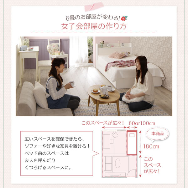 女性や子供部屋に最適！低価格帯ショート丈収納ベッド【Lachesis】ラキシスを通販で激安販売