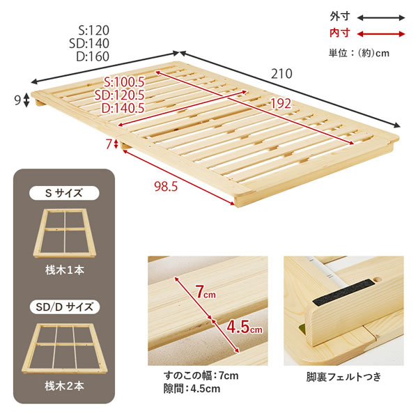 ステージデザインヘッドレス仕様頑丈すのこベッド【Clovis】を通販で激安販売