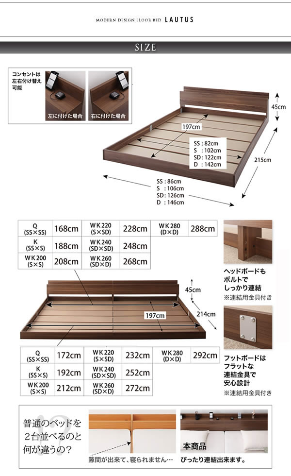 連結対応フロアベッド【LAUTUS】ラトゥースを通販で激安販売