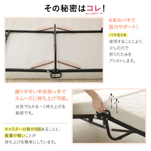 一人暮らしの女性におすすめ！コンパクトサイズショート丈折りたたみベッド【Mignon】ミニョンを通販で激安販売