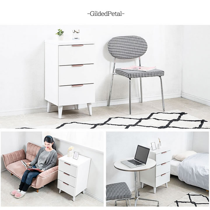 ホワイト×ローズゴールド 幅40チェスト【Gilded Petal】日本製・完成品を通販で激安販売