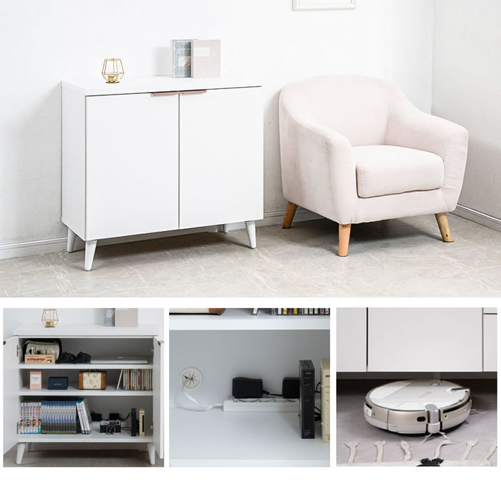 ホワイト×ローズゴールド 幅80キャビネット【Gilded Petal】日本製・完成品を通販で激安販売