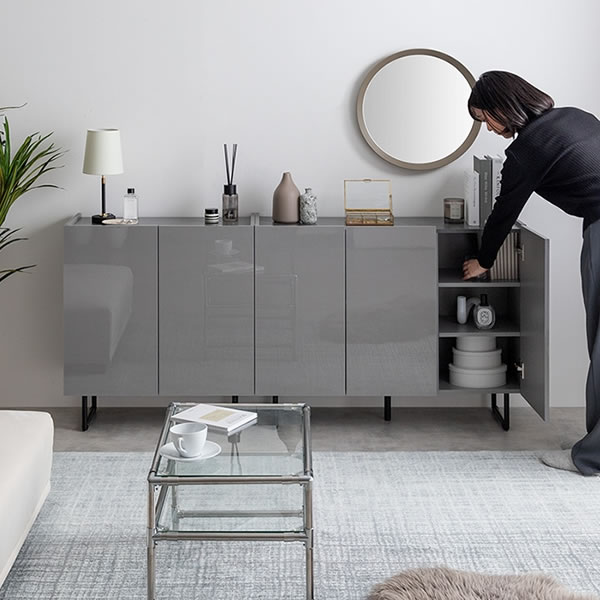 2way仕様フラットデザイン鏡面キャビネット【Henlik】 幅70 ホワイト／グレーを通販で激安販売