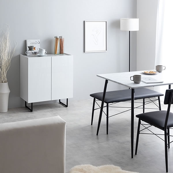 2way仕様フラットデザイン鏡面キャビネット【Henlik】 幅70 ホワイト／グレーを通販で激安販売