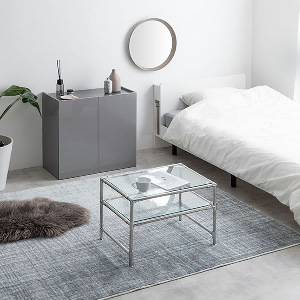 2way仕様フラットデザイン鏡面キャビネット【Henlik】 幅70 ホワイト／グレーを通販で激安販売