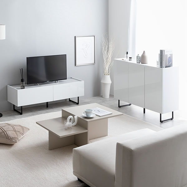 2way仕様フラットデザイン鏡面キャビネット【Henlik】 幅100 ホワイト／グレーを通販で激安販売