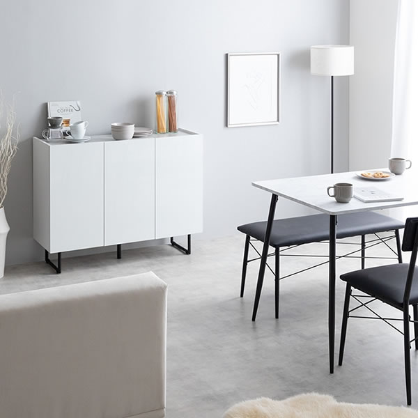 2way仕様フラットデザイン鏡面キャビネット【Henlik】 幅100 ホワイト／グレーを通販で激安販売