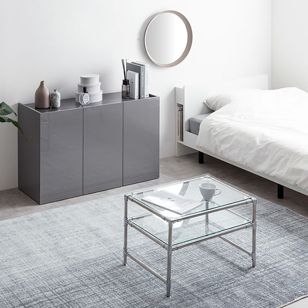 2way仕様フラットデザイン鏡面キャビネット【Henlik】 幅100 ホワイト／グレーを通販で激安販売