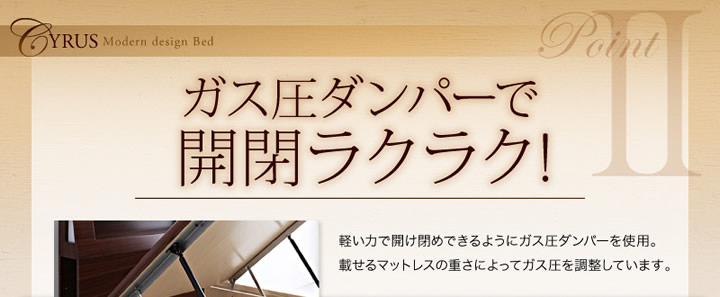 モダンライトコンセント付き・ガス圧式跳ね上げ収納ベッド【Cyrus】サイロスを通販で激安販売