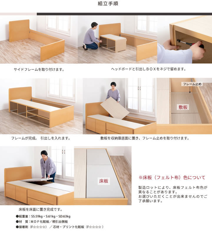 引き出しタイプが選べるチェストベッド【Varier】日本製 フラットパネルを通販で激安販売