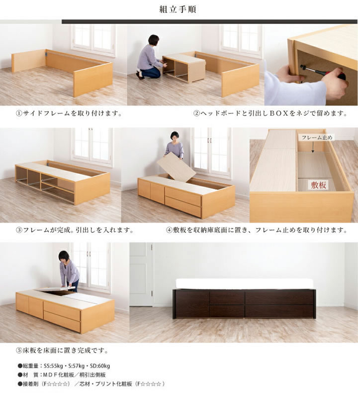 引き出しタイプが選べるチェストベッド【Varier】日本製 ヘッドレスを通販で激安販売