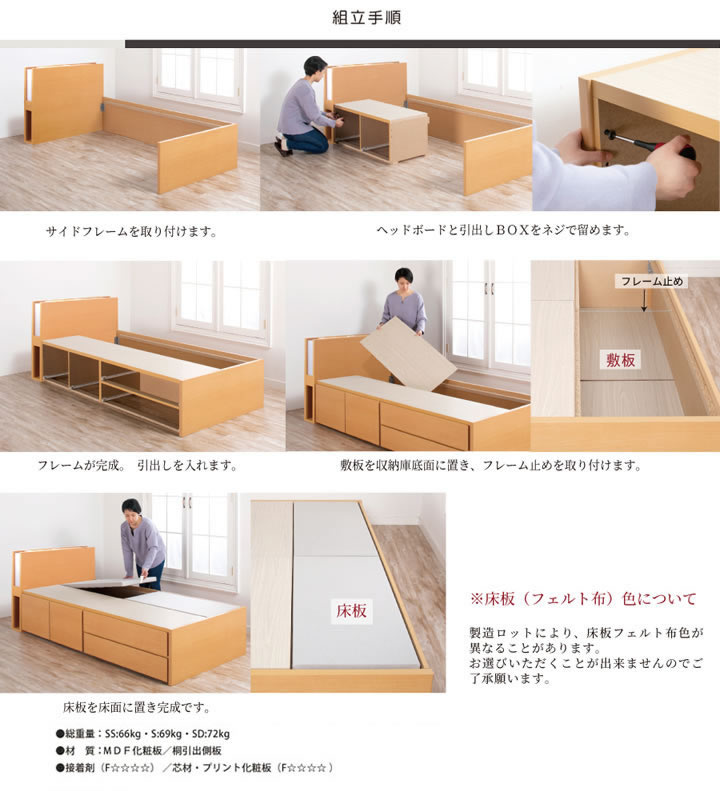 引き出しタイプが選べるチェストベッド【Varier】日本製 ムード照明付きを通販で激安販売