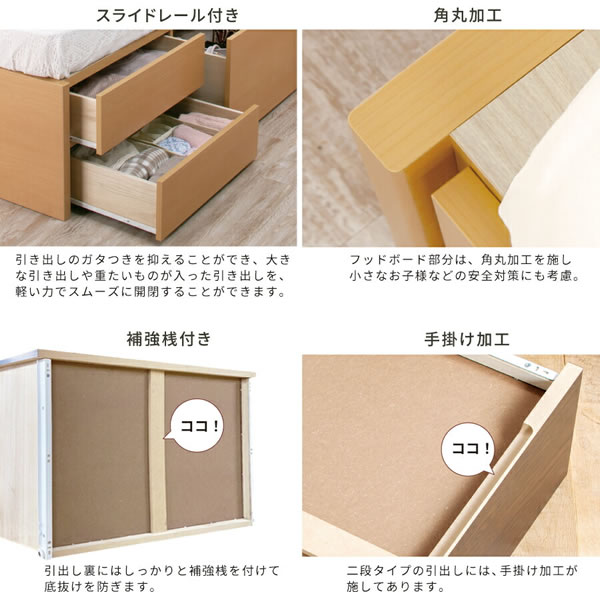 省スペースで設置可能！フラットパネル付きショート丈チェストベッド【Esther】を通販で激安販売